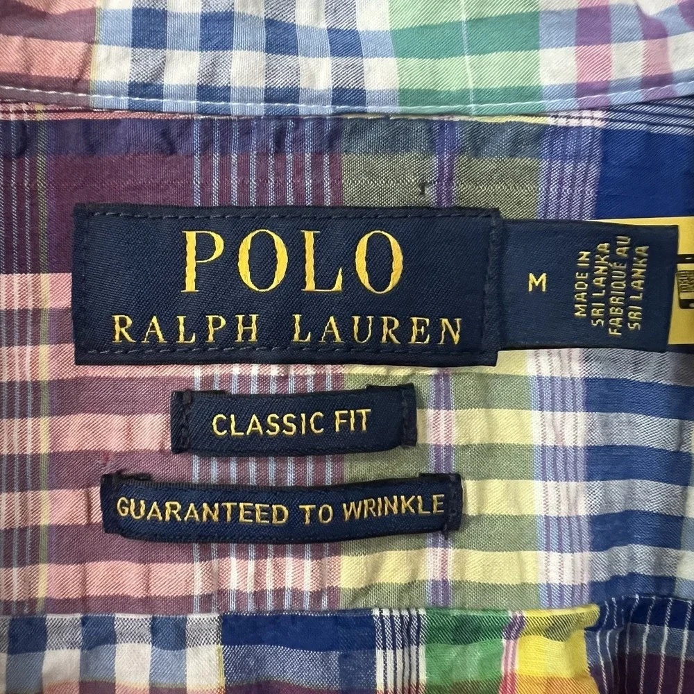 Polo Ralph Lauren Guaranteed to Wrinkle‎ Button Front Shirt Size Medium Plaid